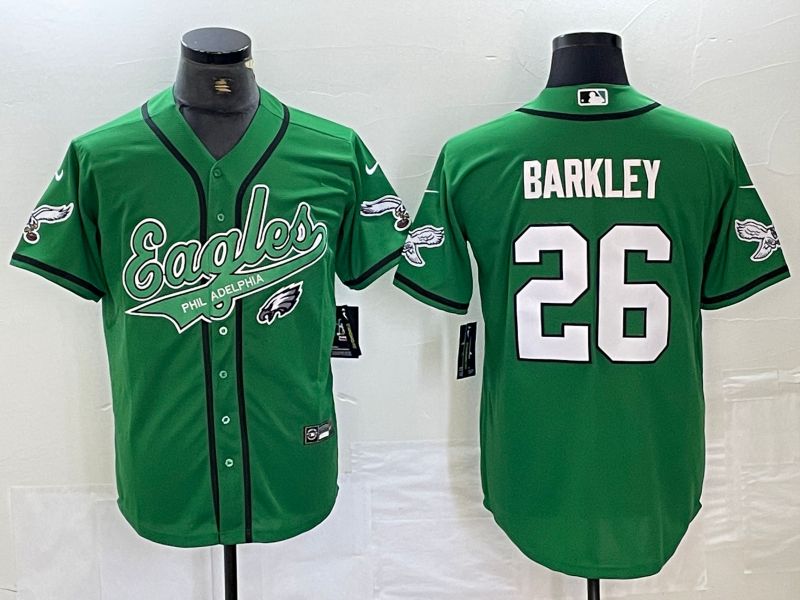 Men Philadelphia Eagles 26 Barkley Green 2024 Nike Co branded NFL Jersey style 7